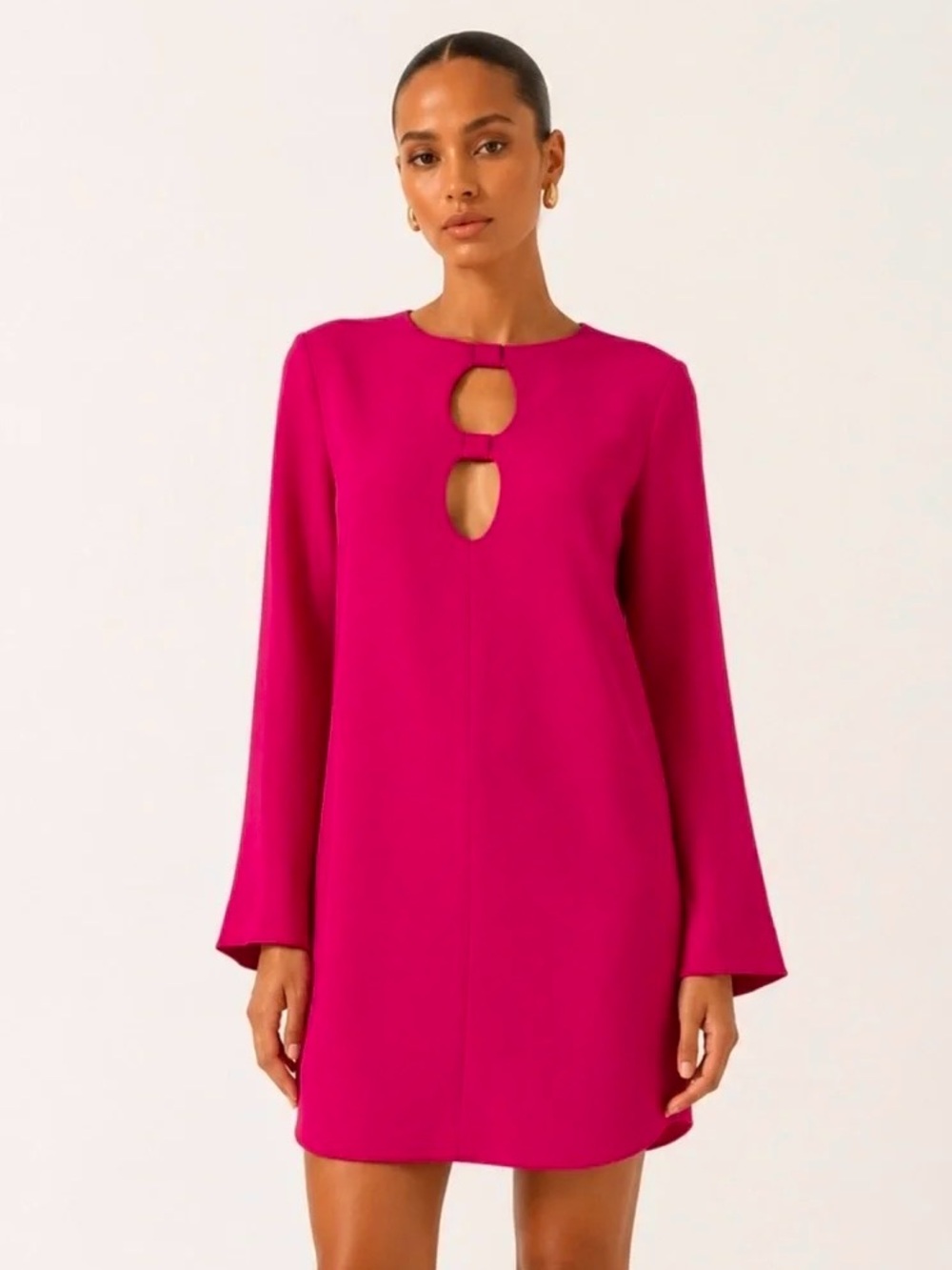 Zara Neon Fuchsia Double Cutout Mini Dress (Size L)